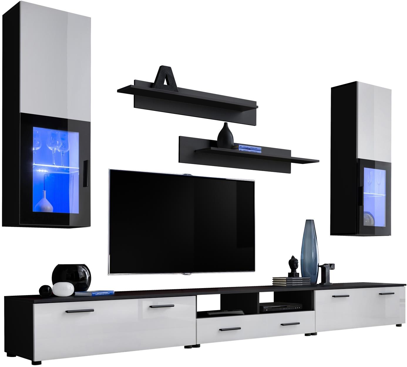 Unidad de Pared Blanca Entretenimiento Muebles Modernos para Sala de