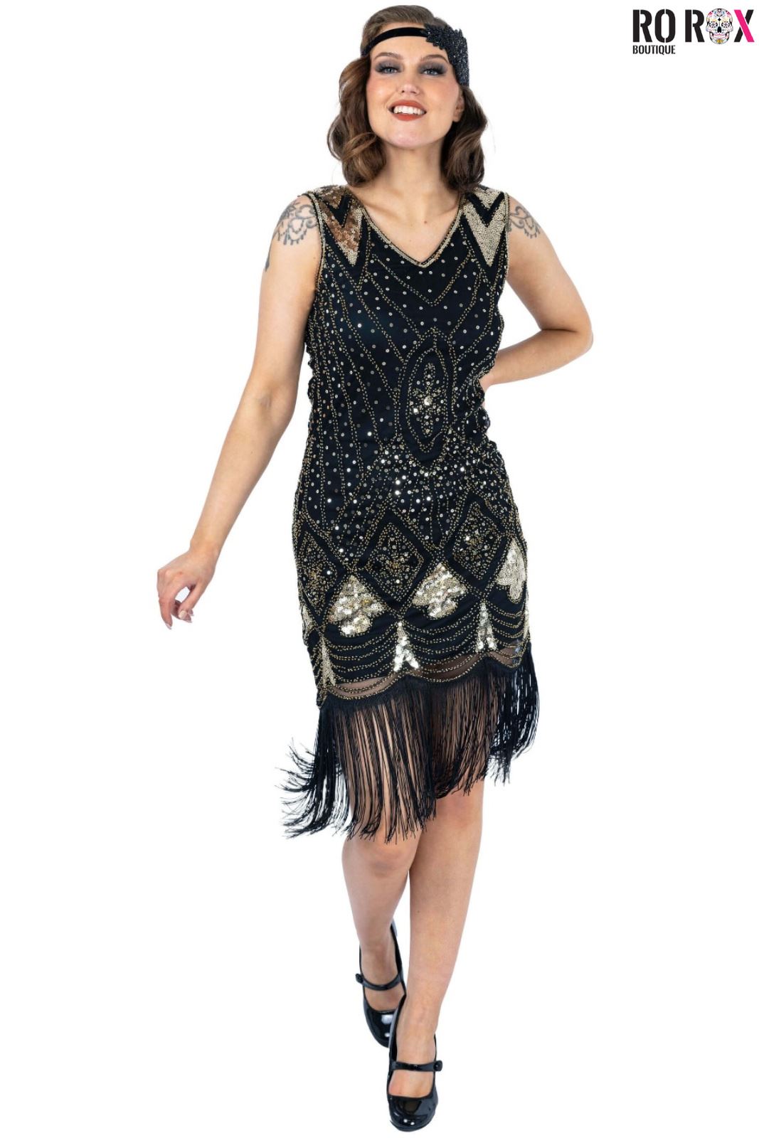1920's Vintage Gatsby Party Flapper Dress - Sequin Tassel Fringe Cocktail Dress - Picture 20 of 46