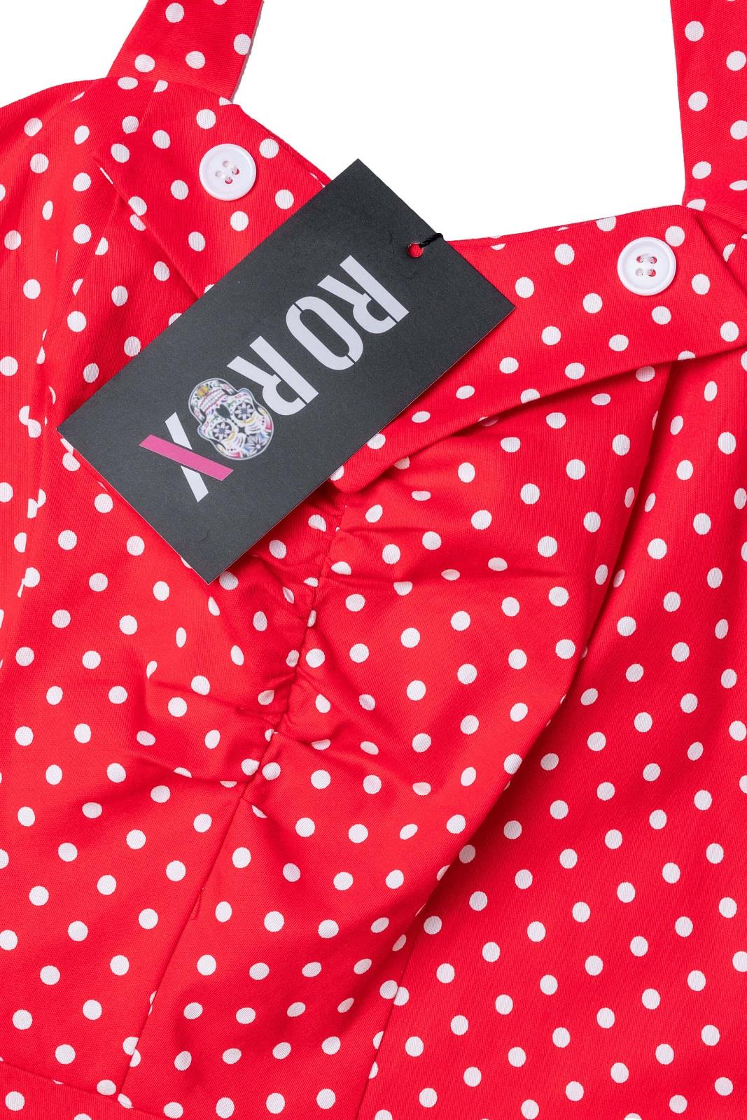 1950's Retro Polka Dot Swing Pin-up Dress - Women's Vintage Midi Halter Dress - Picture 17 of 17
