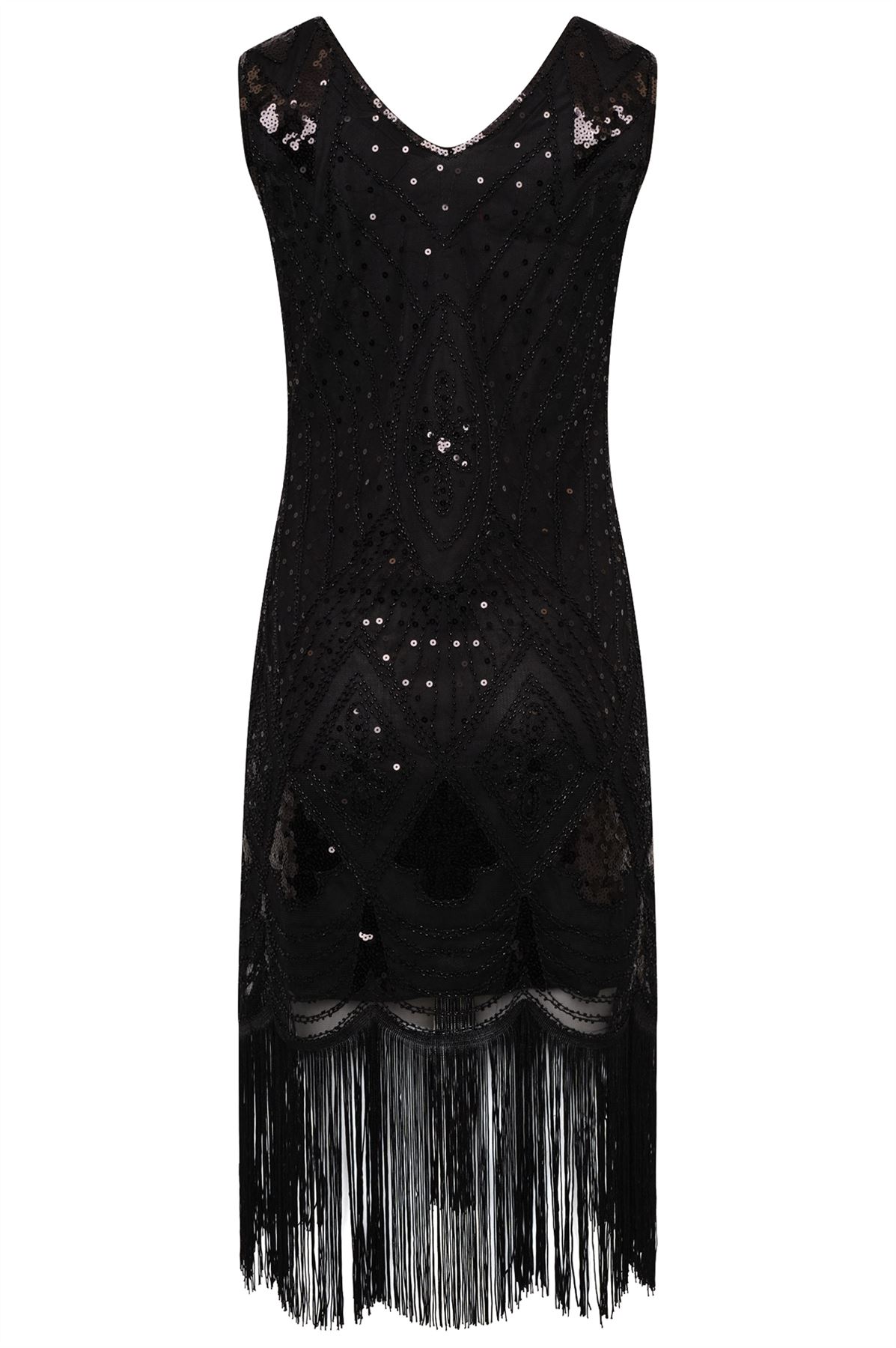 1920's Vintage Gatsby Party Flapper Dress - Sequin Tassel Fringe Cocktail Dress - Picture 5 of 46