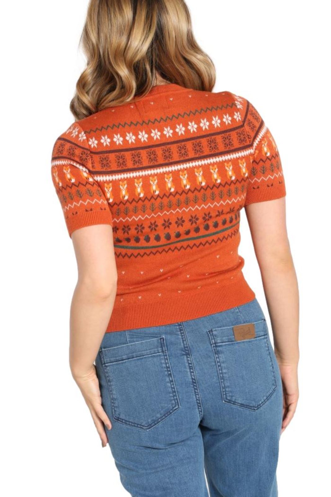 Hell Bunny Vixey Jumper Fox Knitted 50's 60's Vintage Retro Pinup Short Sleeve - Picture 11 of 16