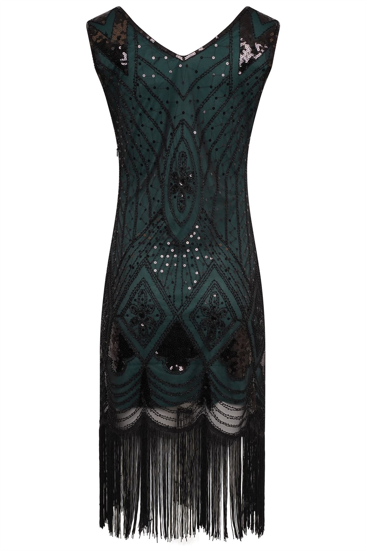 1920's Vintage Gatsby Party Flapper Dress - Sequin Tassel Fringe Cocktail Dress - Picture 35 of 46