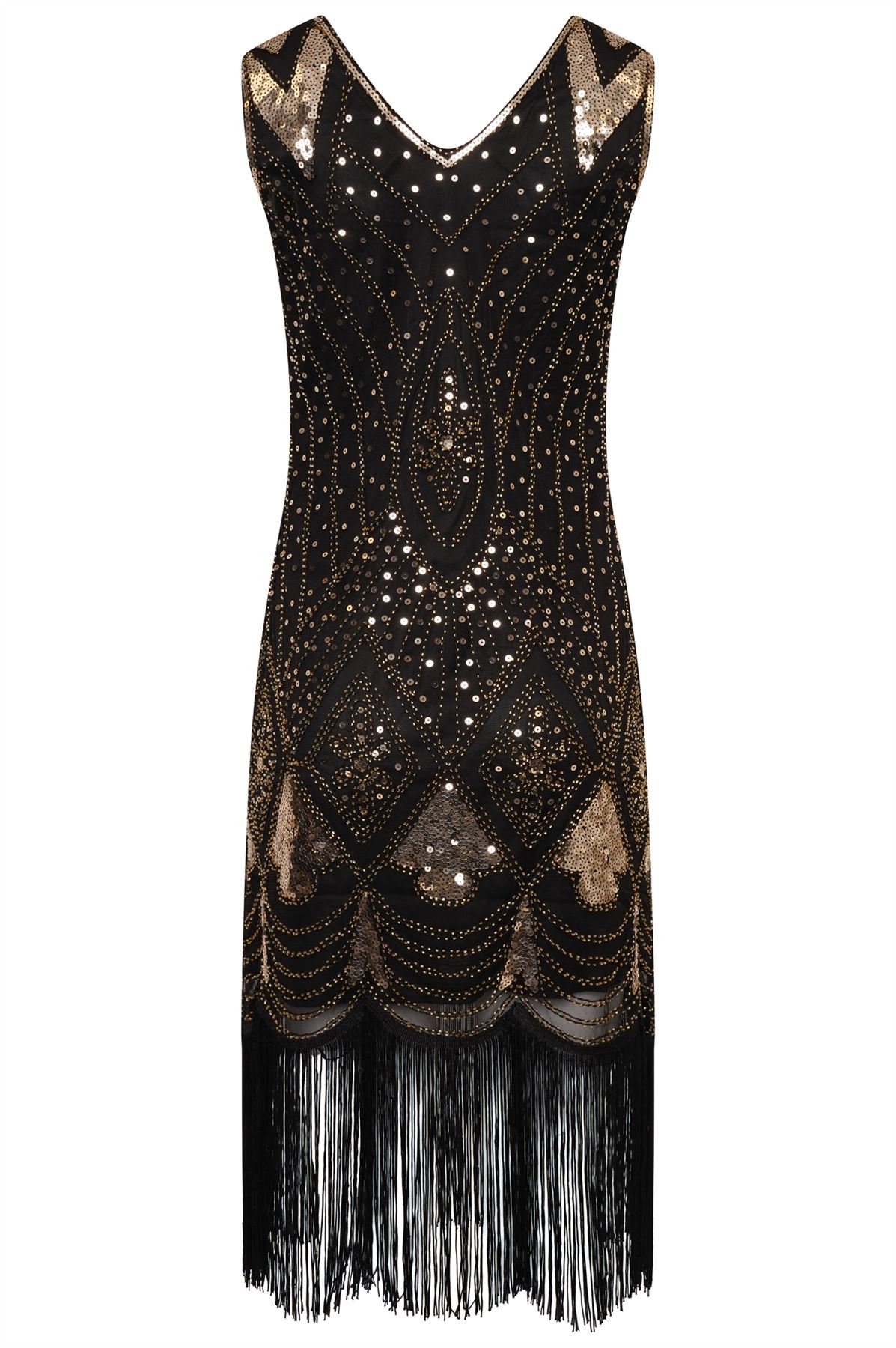 1920's Vintage Gatsby Party Flapper Dress - Sequin Tassel Fringe Cocktail Dress - Picture 22 of 46