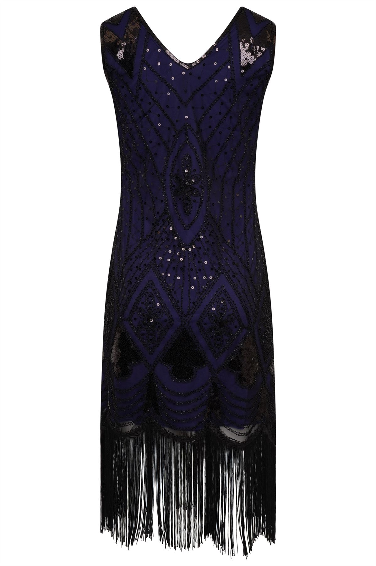 1920's Vintage Gatsby Party Flapper Dress - Sequin Tassel Fringe Cocktail Dress - Picture 13 of 46