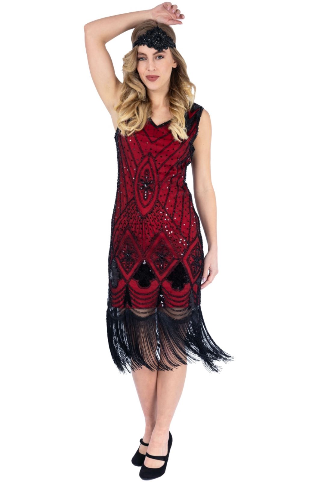 1920's Vintage Gatsby Party Flapper Dress - Sequin Tassel Fringe Cocktail Dress - Picture 40 of 46