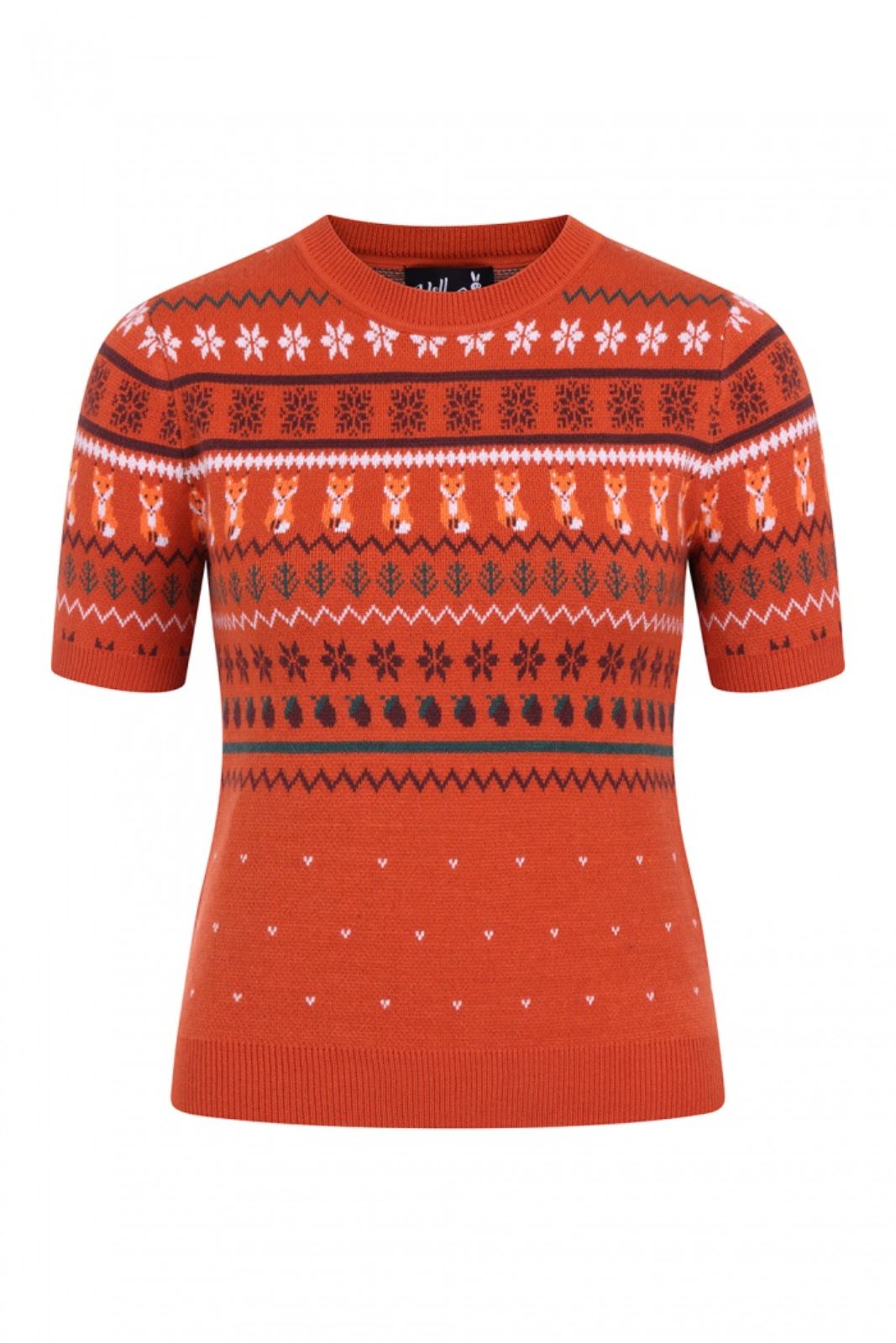 Hell Bunny Vixey Jumper Fox Knitted 50's 60's Vintage Retro Pinup Short Sleeve - Picture 9 of 16