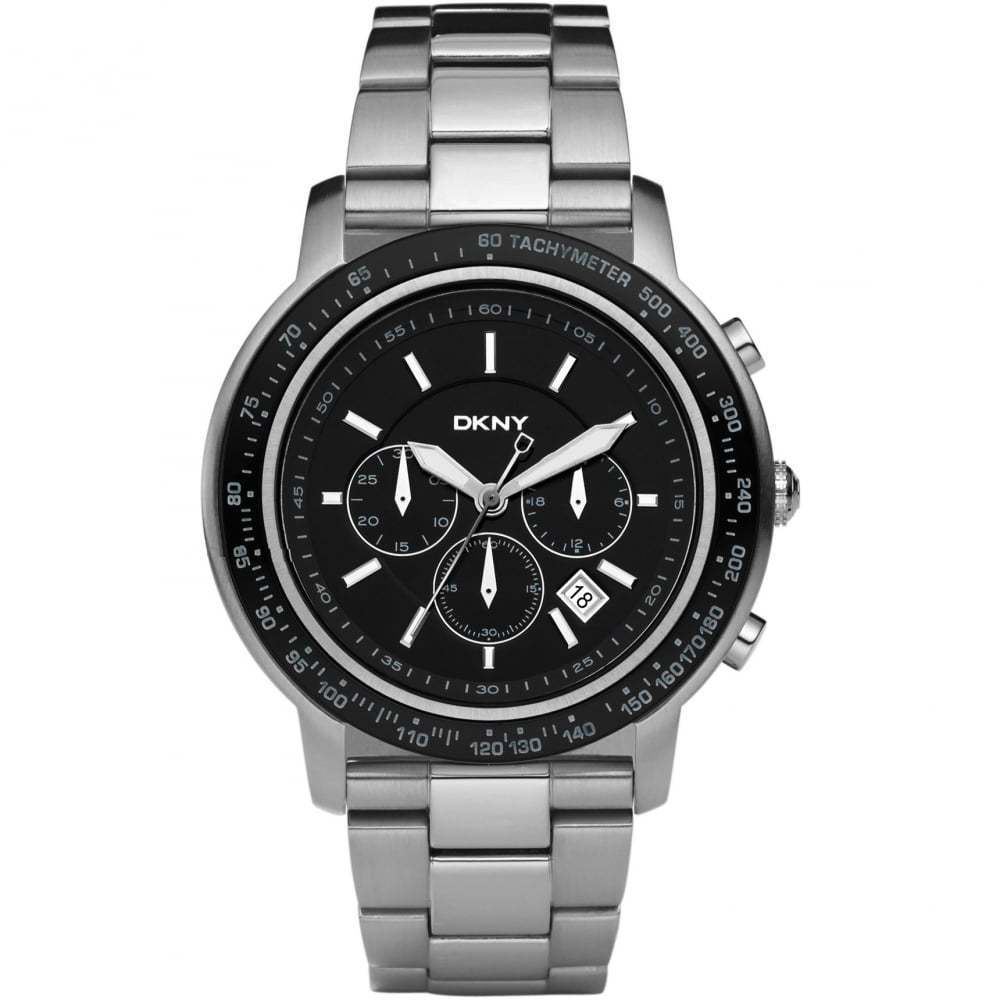 DKNY Mens Chronograph Watch Stainless Steel Strap Black Dial NY1477 eBay