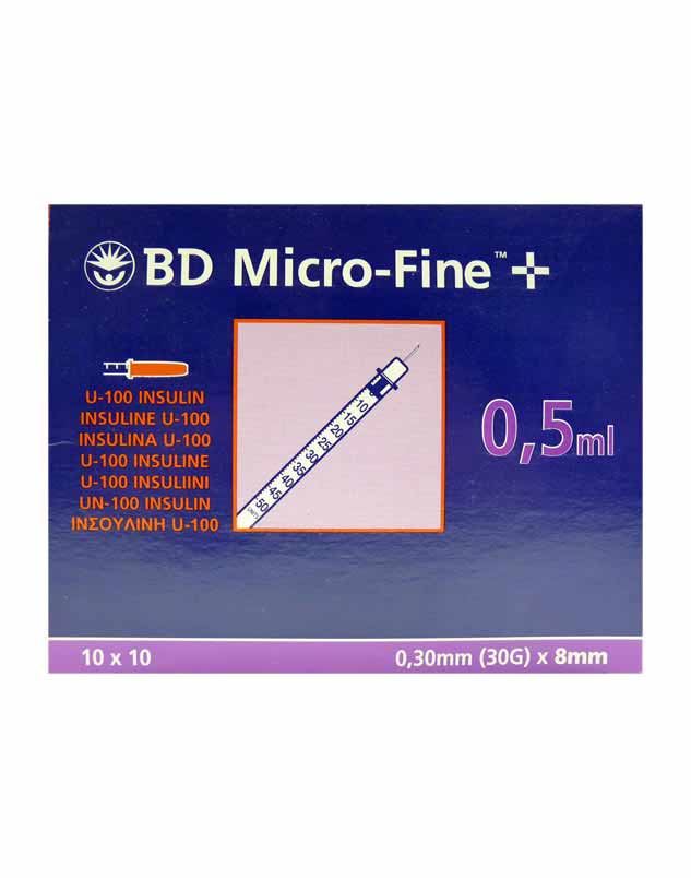 BD Microfine + U100 insulin syringe 0.5ml 0.30 (30g) 8mm PACK OF 100 eBay