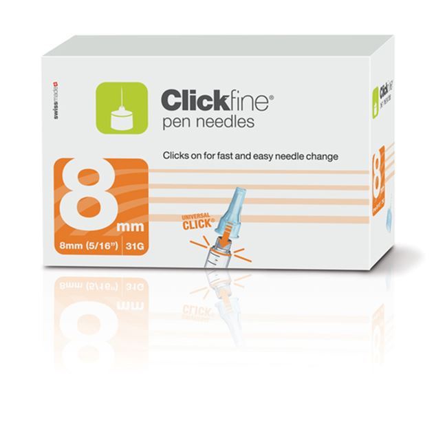 Mylife Clickfine Pen Needles 8mm 31G Pack 100 Damaged Box Universal