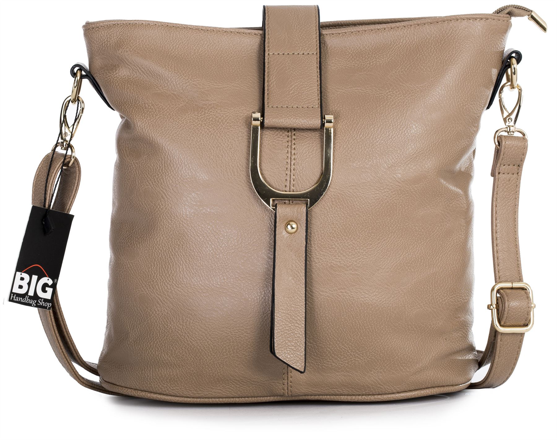 Big Handbag Shop Womens Faux Leather Bucket Style Cross Body Shoulder