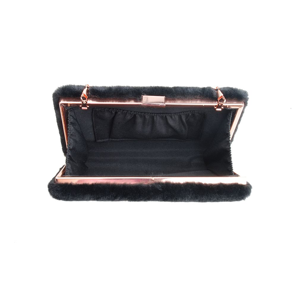 New Womens Faux Fur Designer Style Clutch Bag Ladies Fluffy Velvet Evening Bag