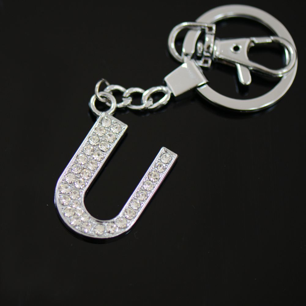 Alphabet Keyring AZ Initial Letter Diamante Key Ring Shiny Key Chain