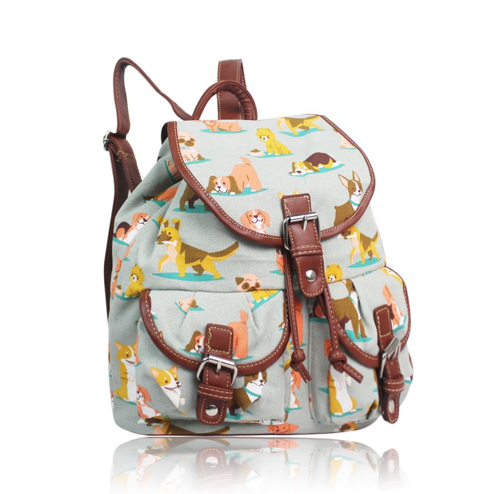 Women's Backpack In Dog Print Girls School Bag Rucksack Animal Print