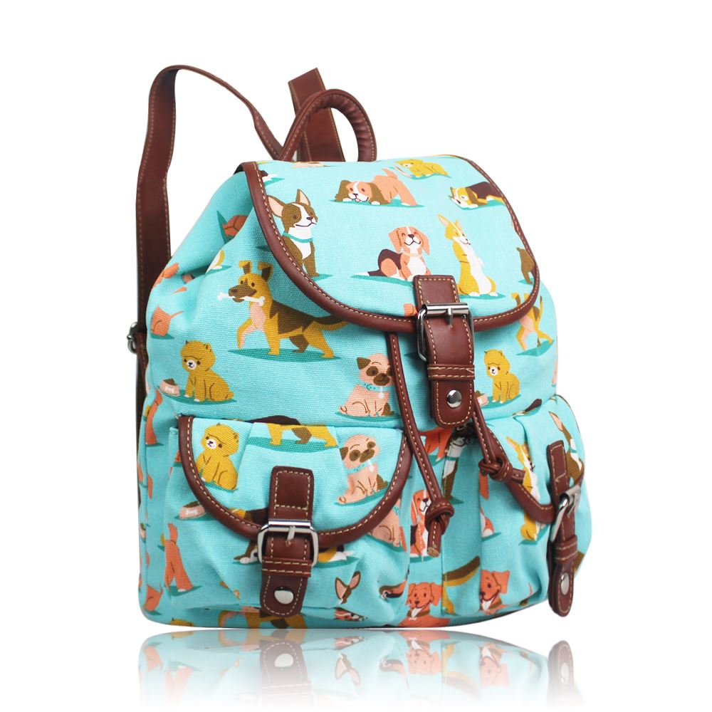 Women's Backpack In Dog Print Girls School Bag Rucksack Animal Print