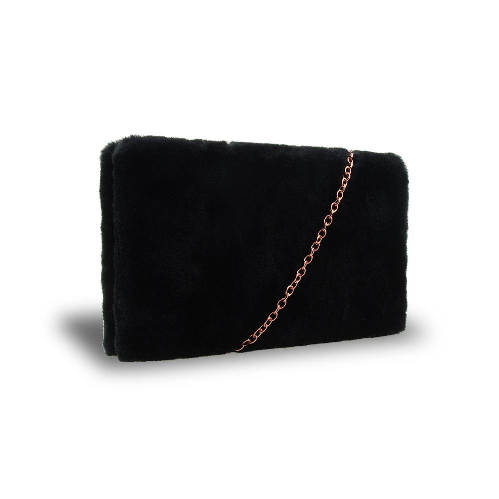 New Womens Faux Fur Designer Style Clutch Bag Ladies Fluffy Velvet Evening Bag