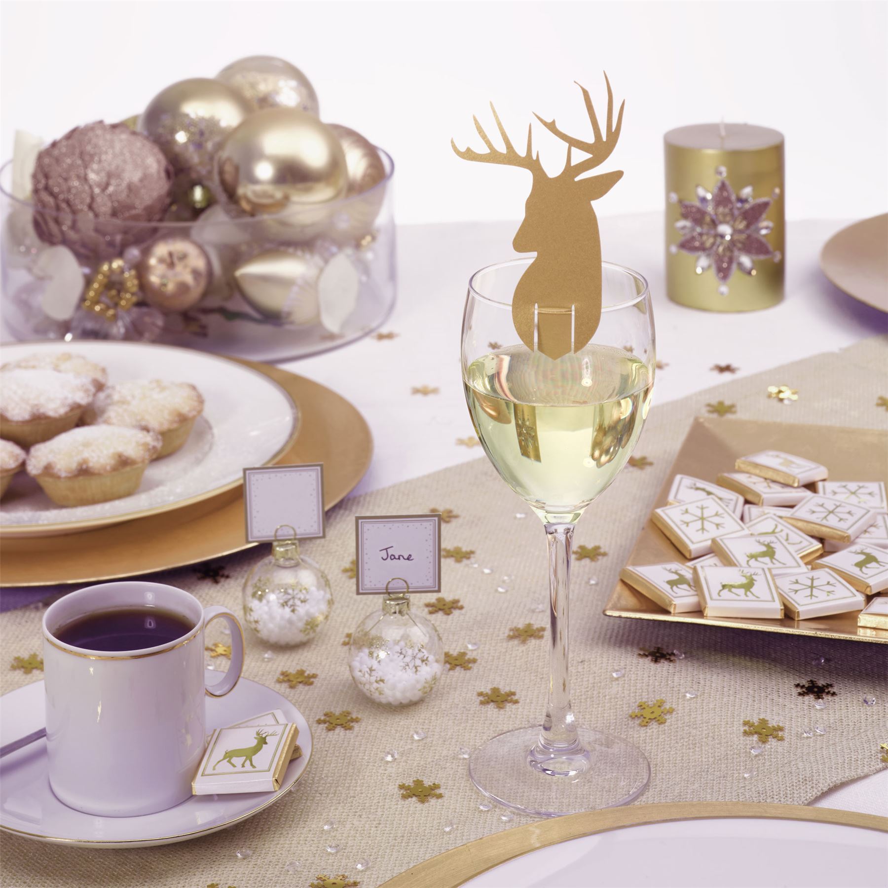 6 BAUBLE PLACE CARD HOLDERS OR 10 PLACE CARDS, CHRISTMAS TABLE NAME