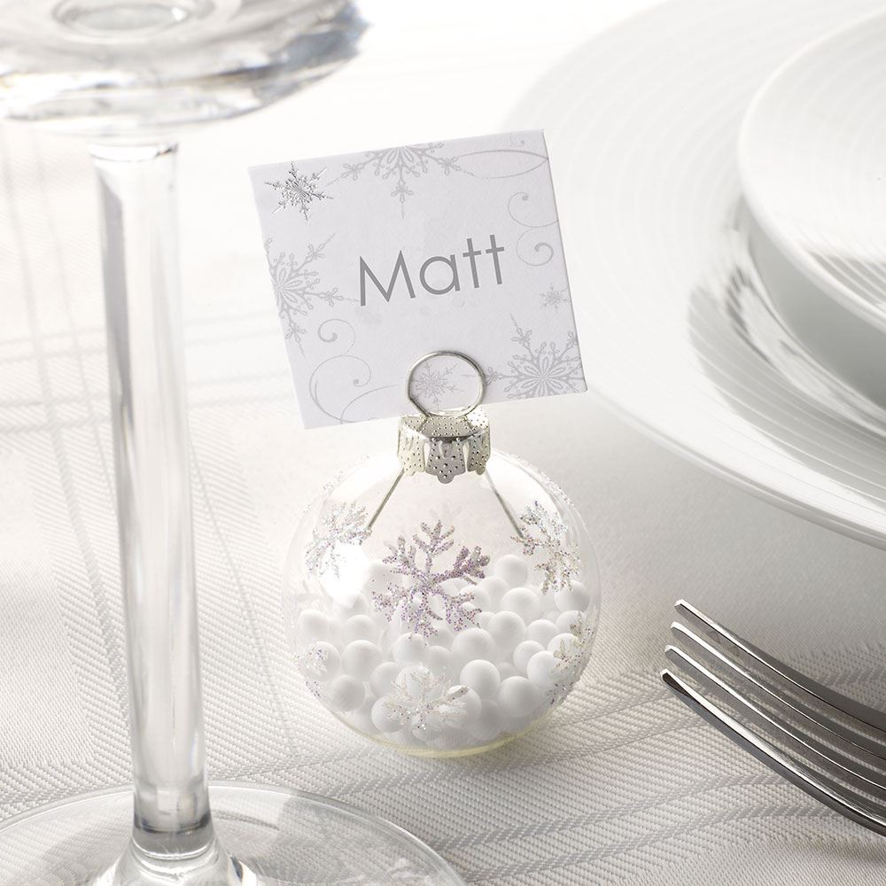 6 BAUBLE PLACE CARD HOLDERS OR 10 PLACE CARDS, CHRISTMAS TABLE NAME