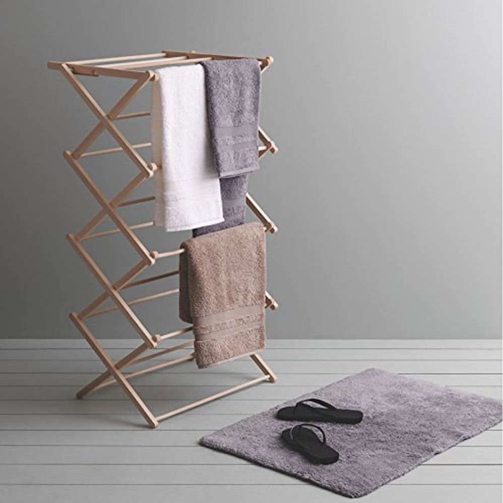 Wooden Clothes Horse Airer Laundry Hanging Folding Dryer Indoor Drying