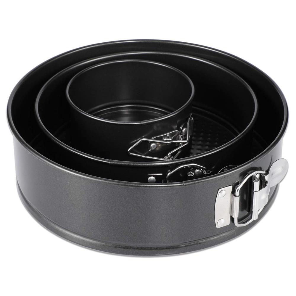 3pc NonStick Baking Springform Round Cake Tin Tray Pan Set Kit Spring