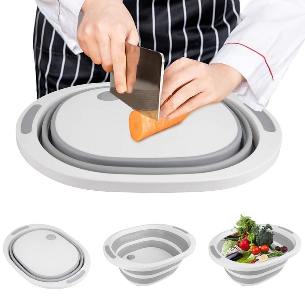 2 In 1 Chopping Board Collapsible Washing Up Basin Bowl Draining Travel Basket Ebay