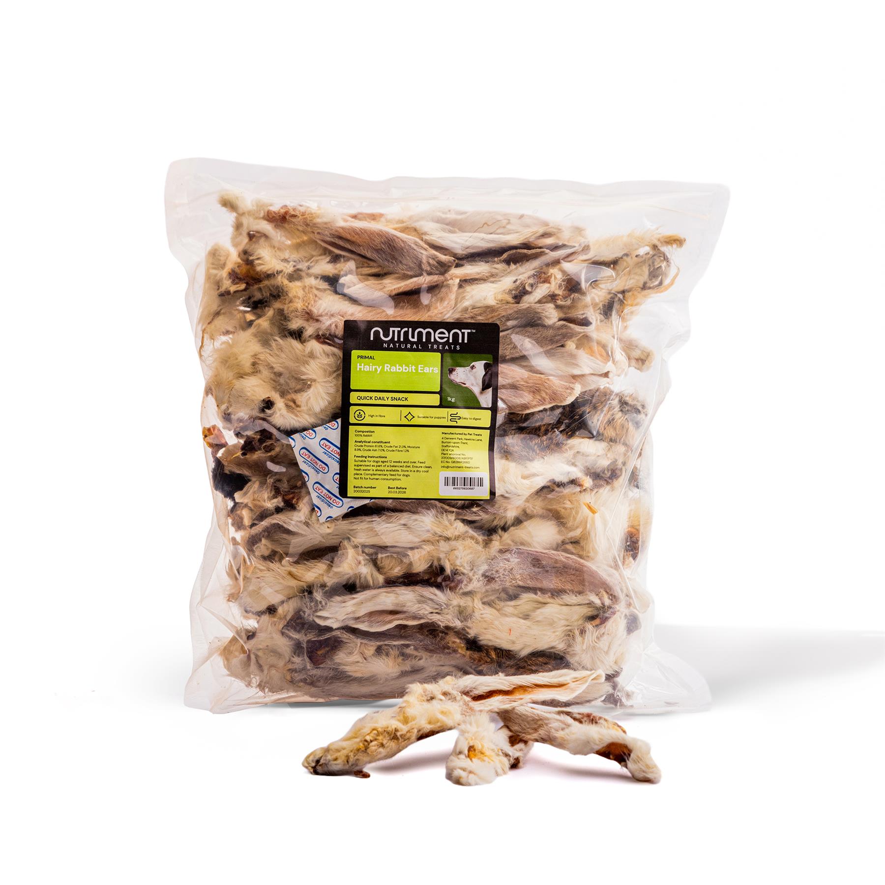 Hairy Rabbit Ears for Dogs Hypoallergenic Long Lasting Furry Ear Dental Treats - Picture 6 of 11