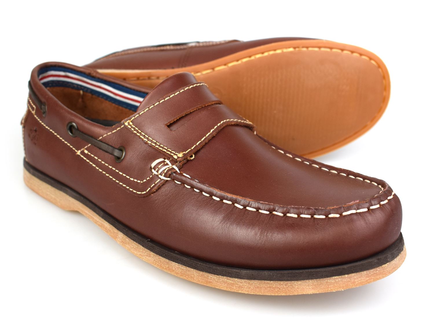 Catesby Brown Leather Mens Slip On Boat Shoes 4502E eBay