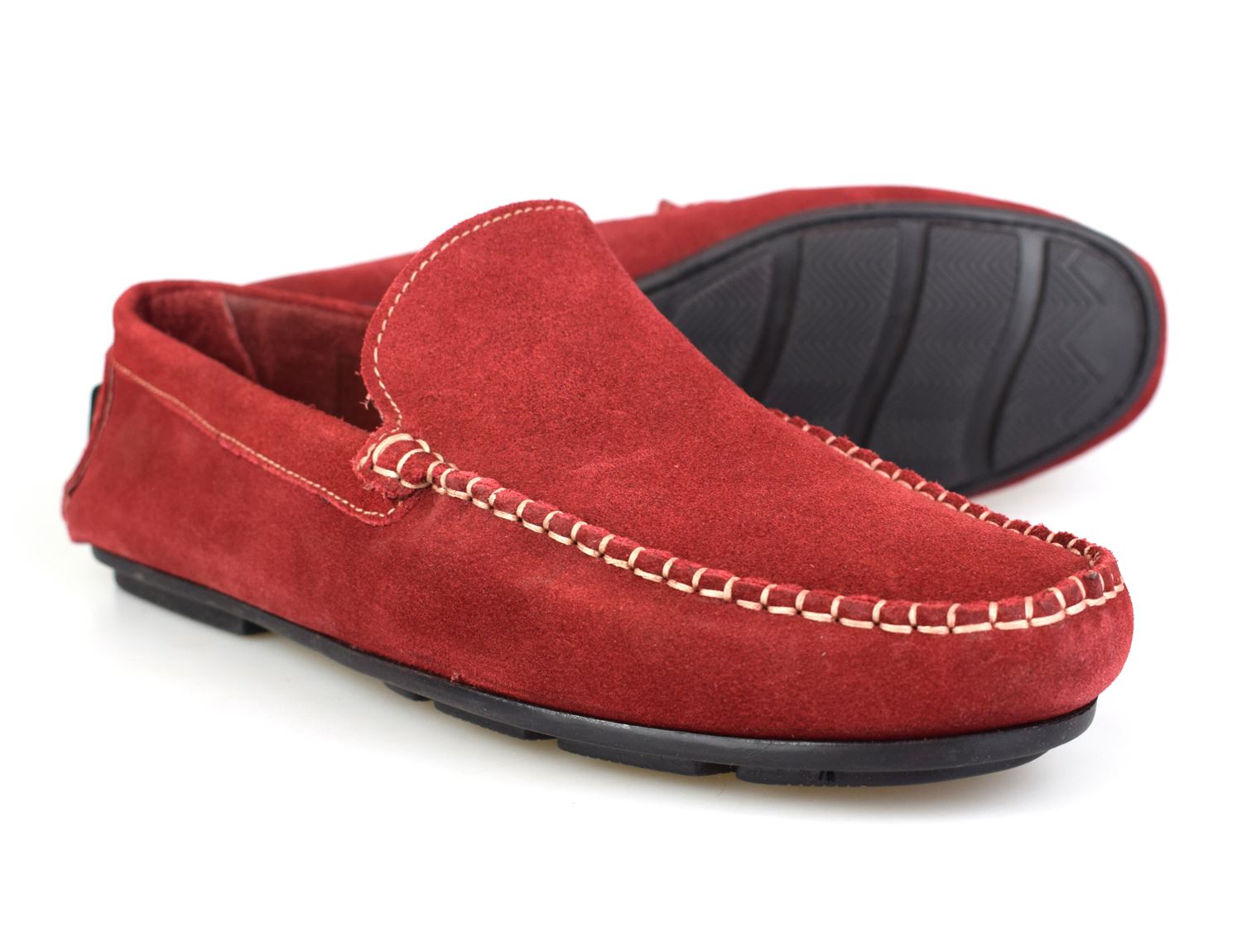 red suede driving shoes