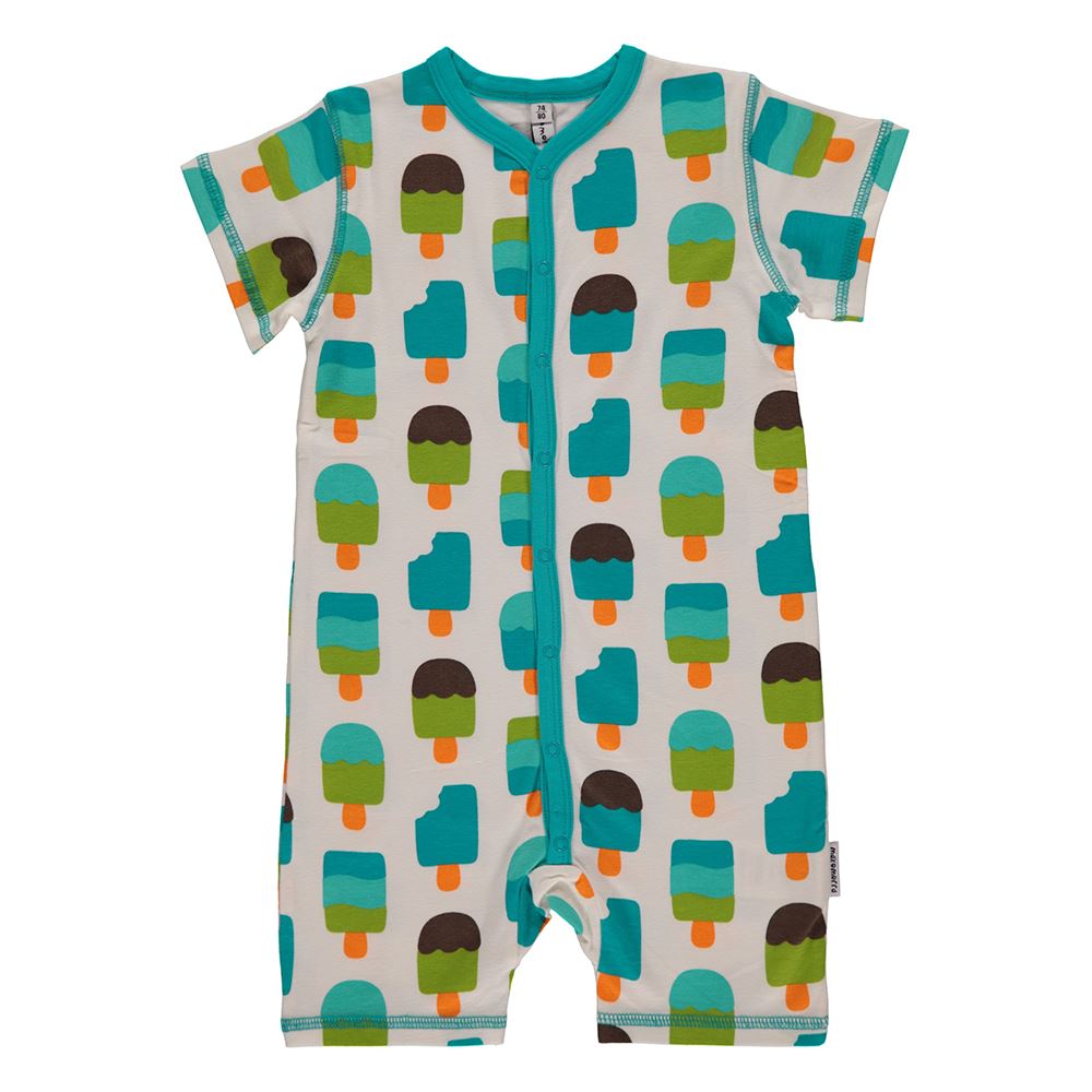 DUNS Sweden Organic Cotton Baby Onesie Pelican with Short Sleeves