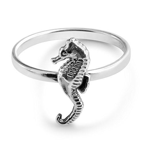 Azaggi 925 Sterling Silver Seahorse Ring Stackable Stack Sea Jewelry Ocean Women - Picture 6 of 8