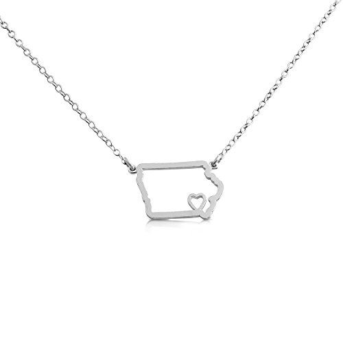 Azaggi 925 Sterling Silver Iowa State Pendant Necklace Jewelry Gift America USA - Picture 8 of 13