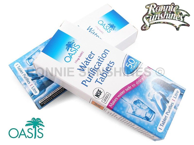 OASIS AQUACLEAR WATER Purifier Tablets x100 (2x50) Ideal for Camping