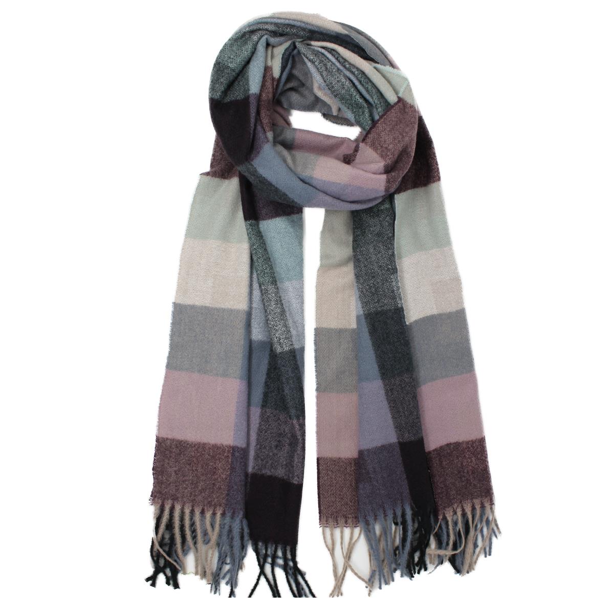 New women Heavy Gingham Scarf Check Block Print Winter Warm Wool Scarf uk