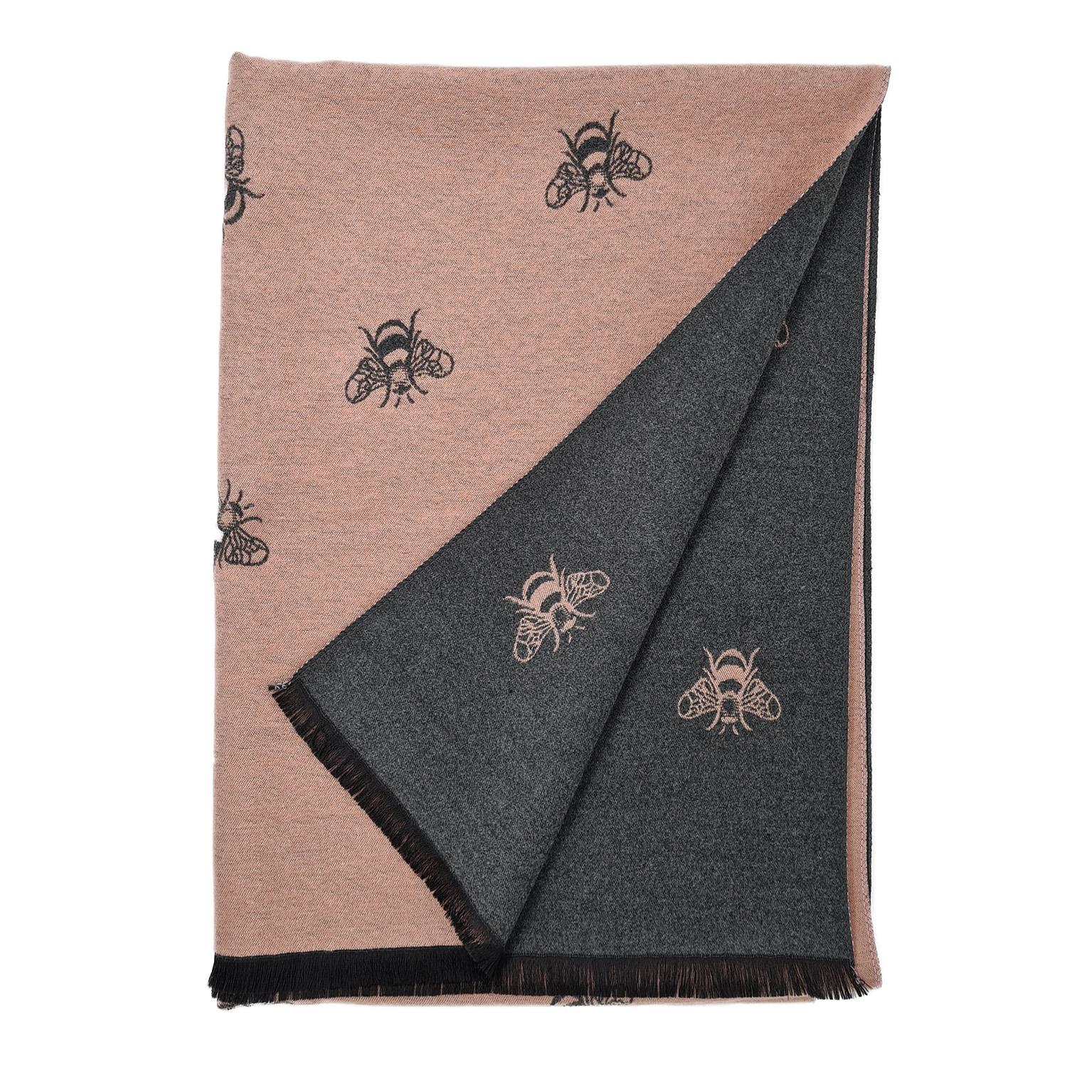 Mustard Bee Scarf Pashmina with a Bees Design Wrap Ladies Cashmere Blend Shawl