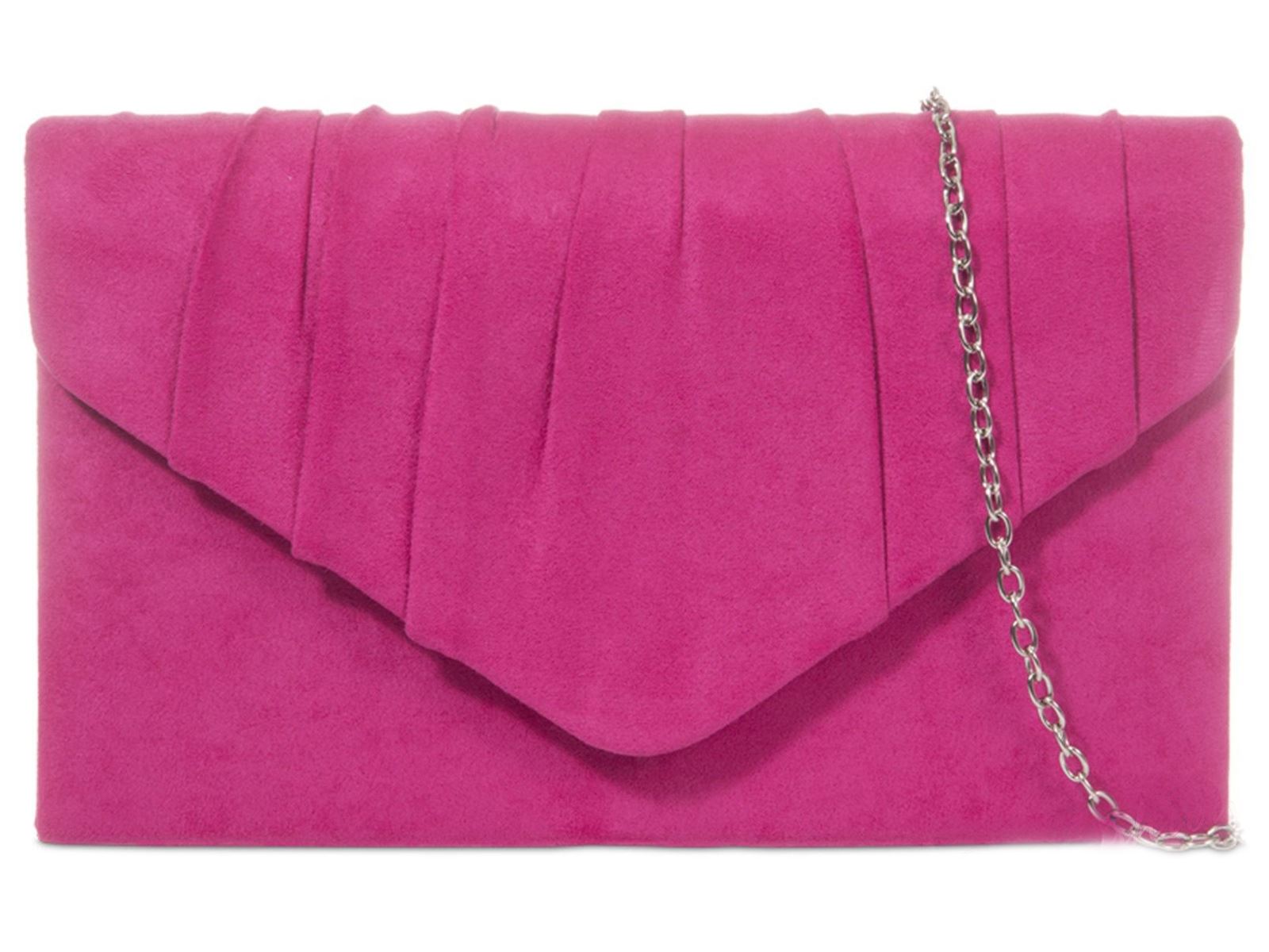 Womens Pleated Suede Wedding Party Prom Evening Clutch Hand Bag Purse HandBag - Picture 17 of 34