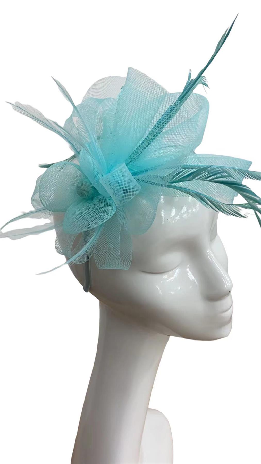 Finecy In Small Flower Feather Hair Hat Fascinator Headband Clip Wedding Royal Ascot Race Navy - Foto 8