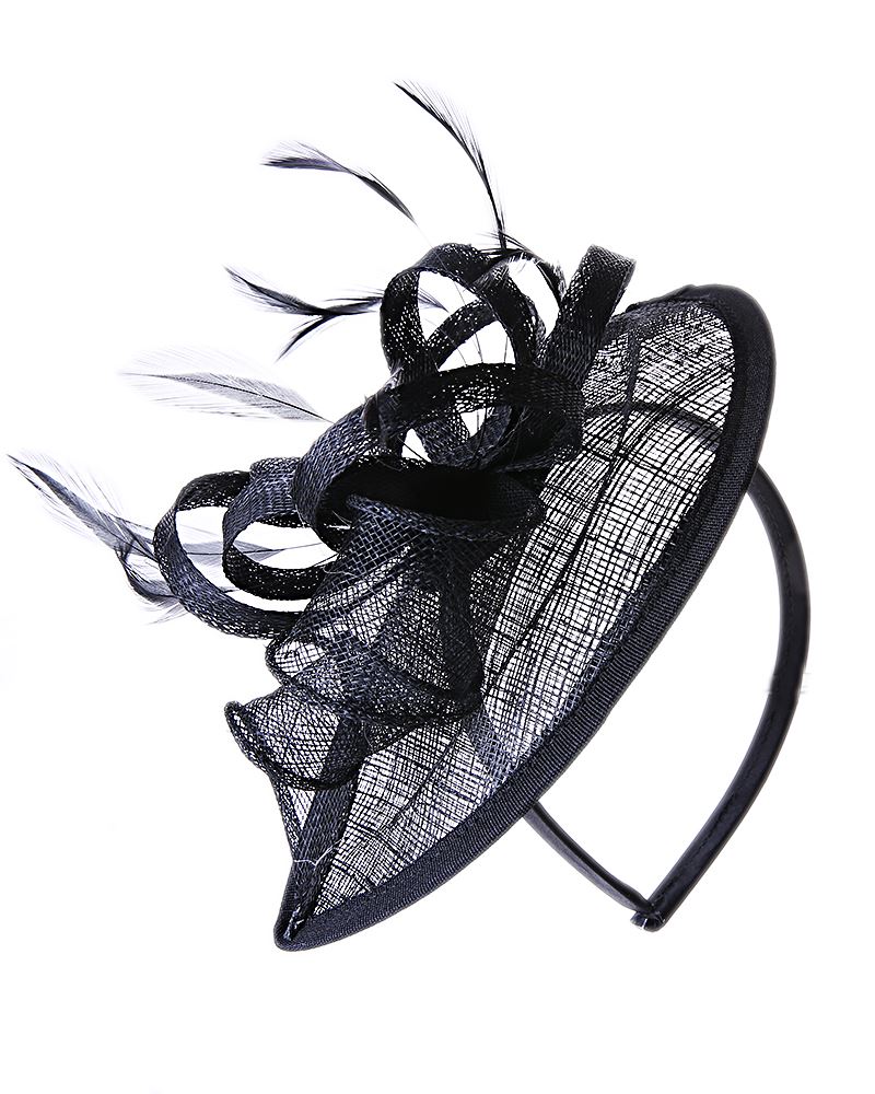 YG Trend Women's Teardrop Headband Fascinator - Sinamay, Feathers, For Weddings & Races