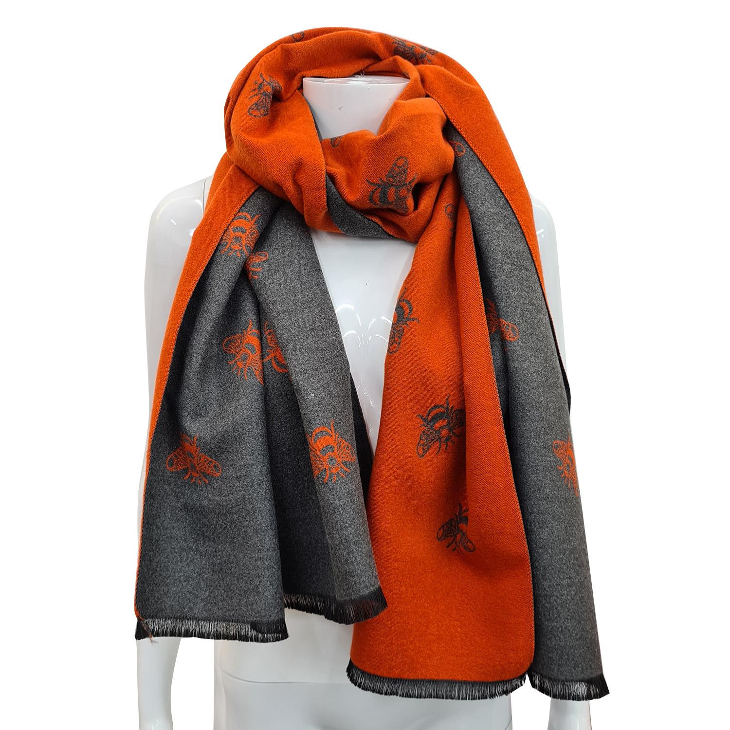 Mustard Bee Scarf Pashmina with a Bees Design Wrap Ladies Cashmere Blend Shawl