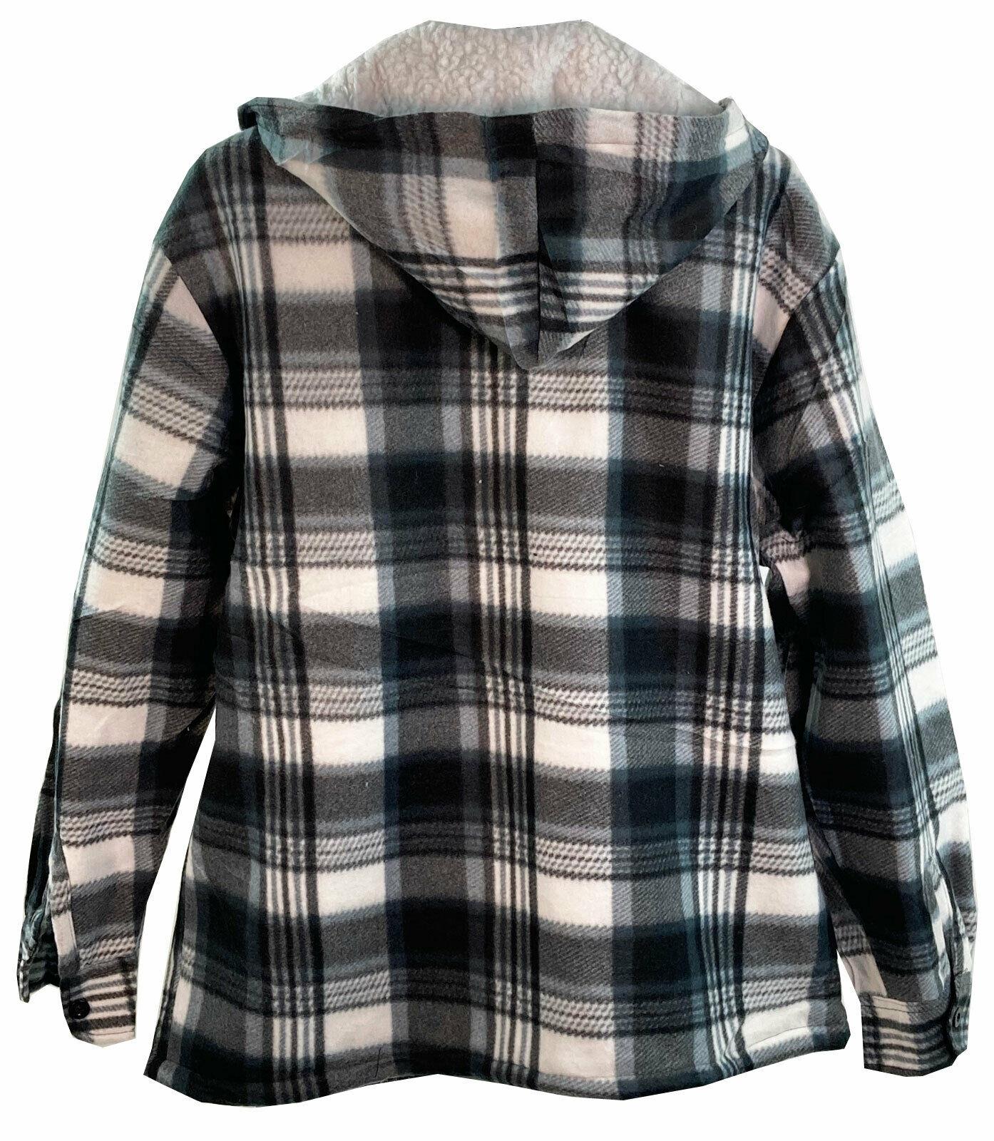 Mens Lumberjack Sherpa Fur Fleece Lined Hoodie Jacket Hooded Work