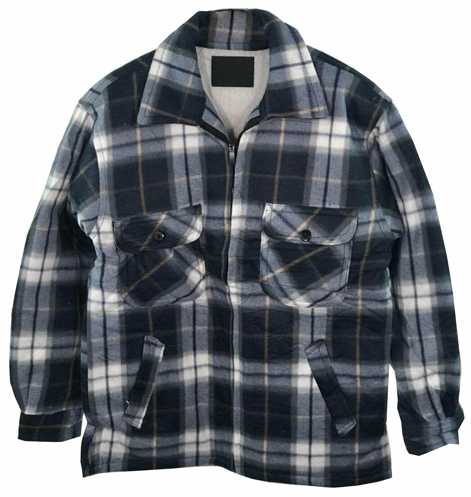 Mens Sherpa Fleece Lined Lumberjack Fur Thick Shirt Work Jacket Check