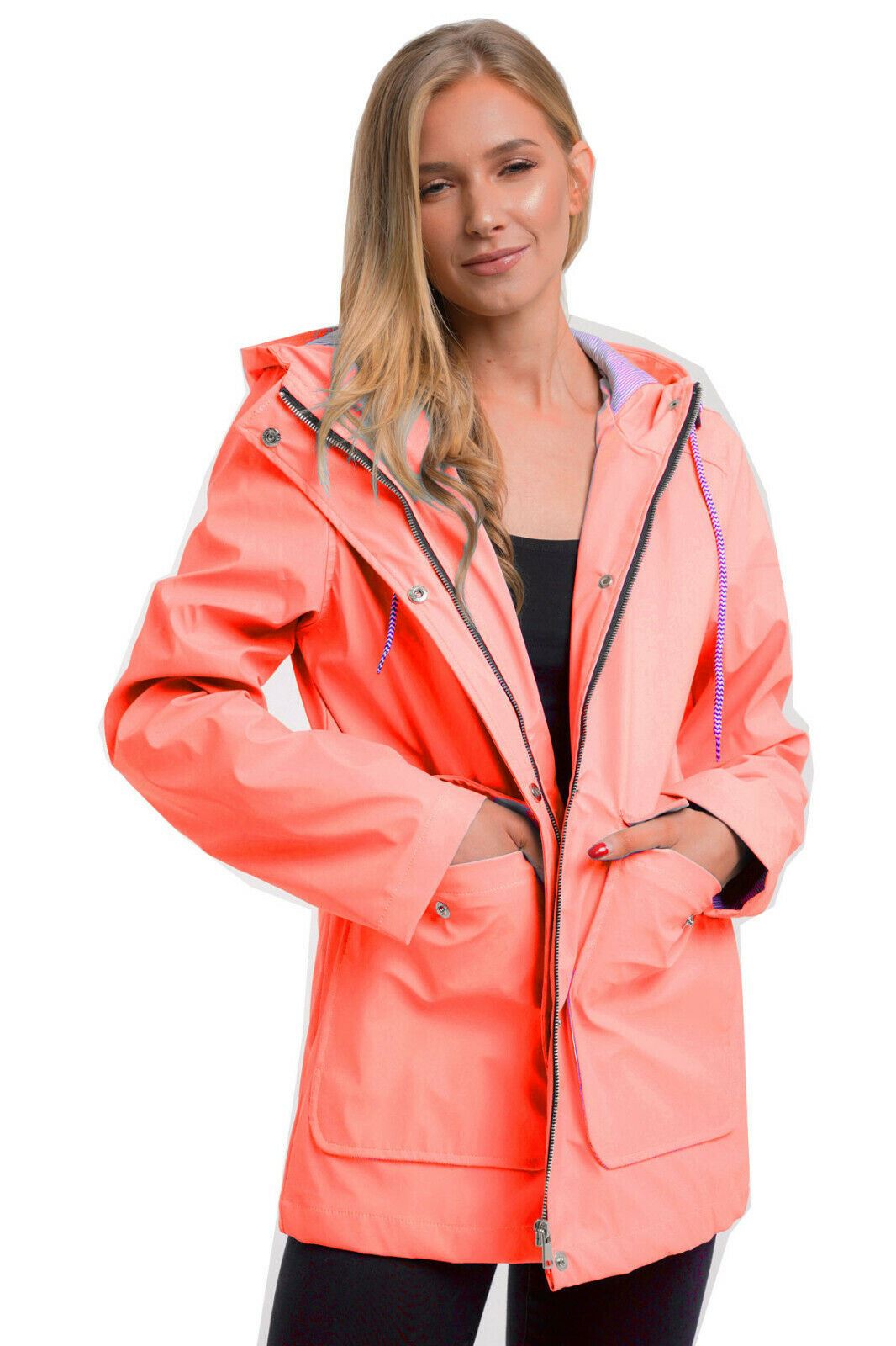 pink rubberised rain mac