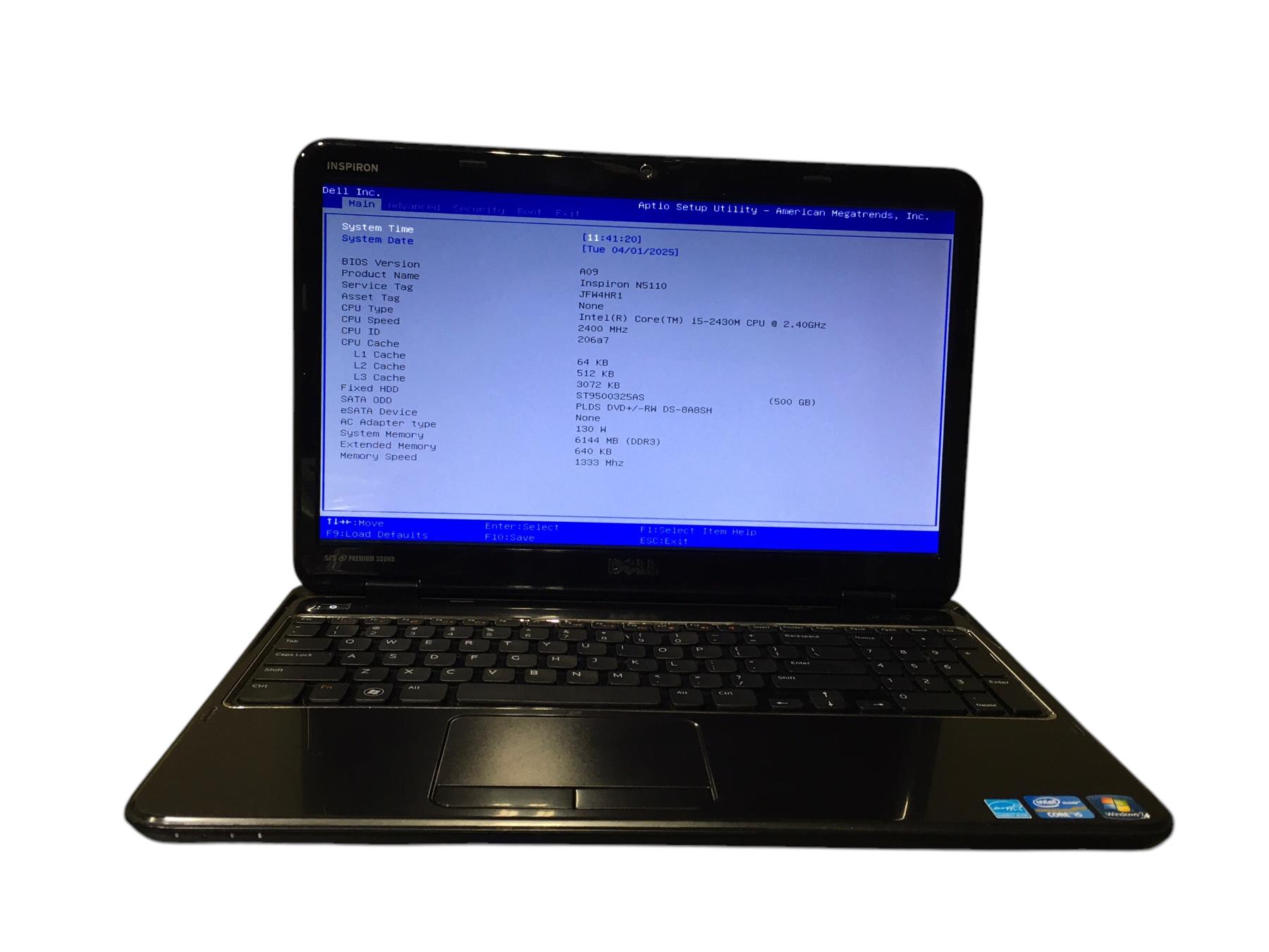 Dell Inspiron N5110 Laptop i5-2430m @2.4GHz 6GB 500GBHDD No OS