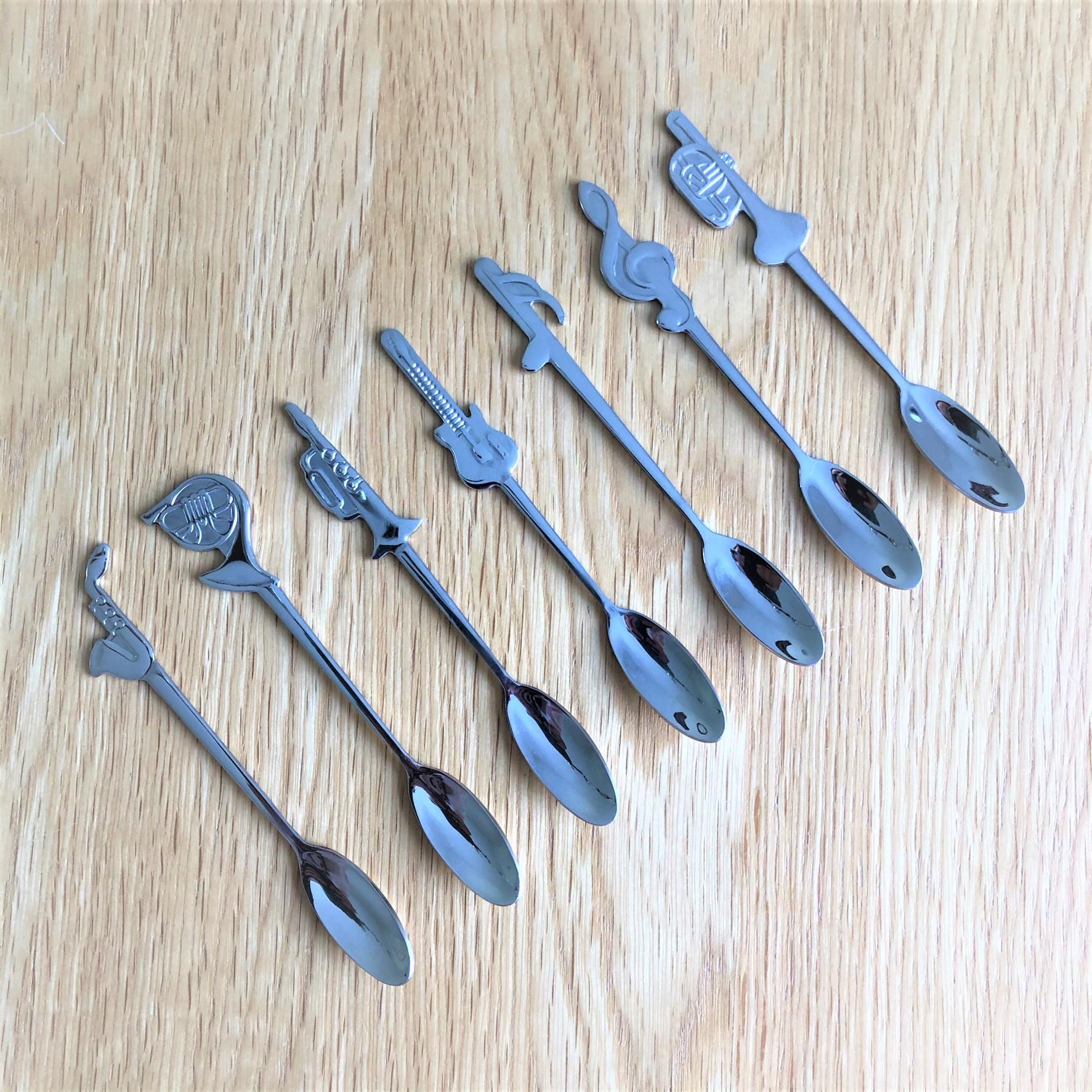 6 Organic Zebu Horn Coffee Tea Salt Pepper Sugar Mustard Spice Spoons 8 cm