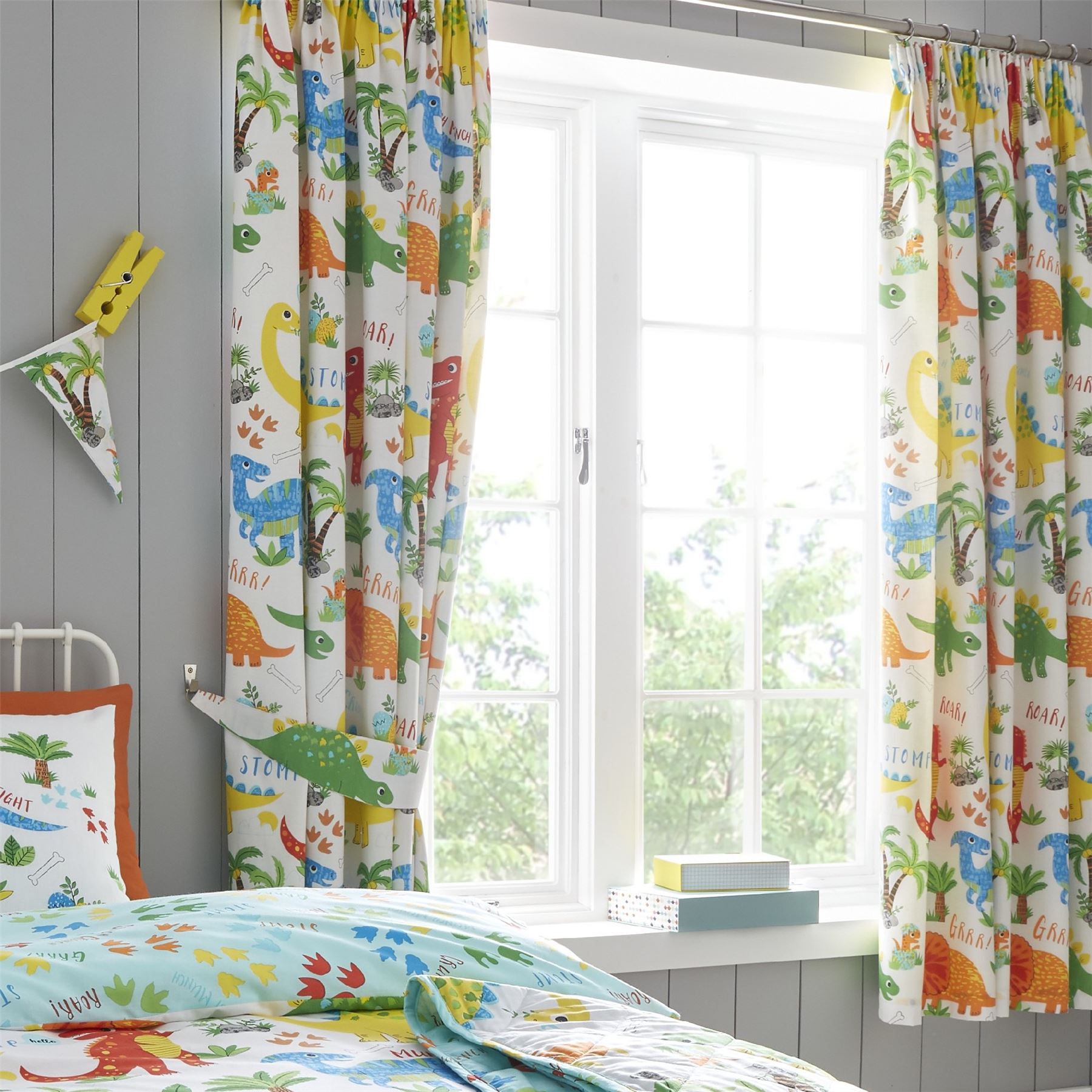 HLC Girls Boys Kids Cute Dinky Dinosaurs Duvet Cover Curtains Throw Bunting - Picture 35 of 63