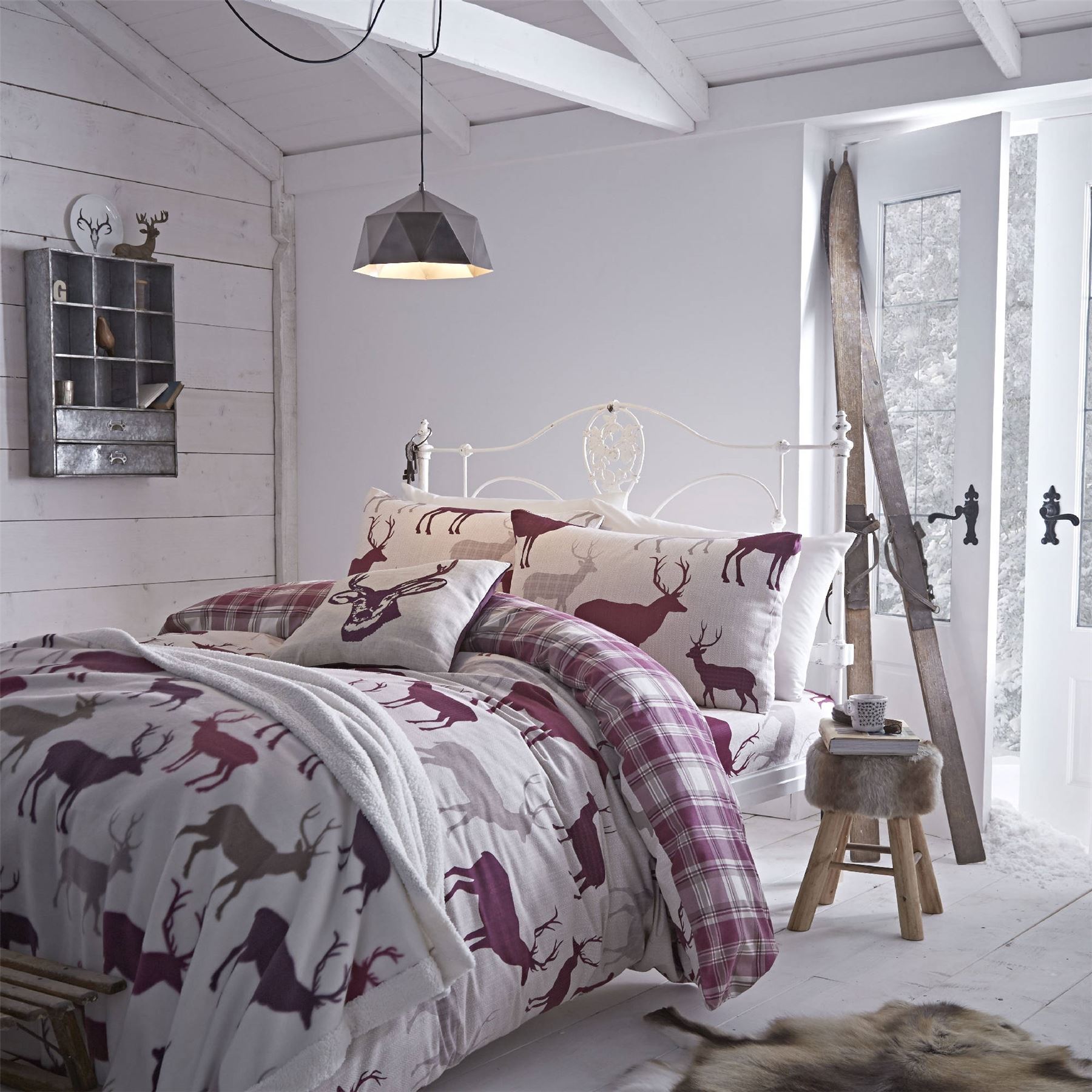 Stag Deer Winter Christmas Duvet Quilt Cover Bedding Set eBay