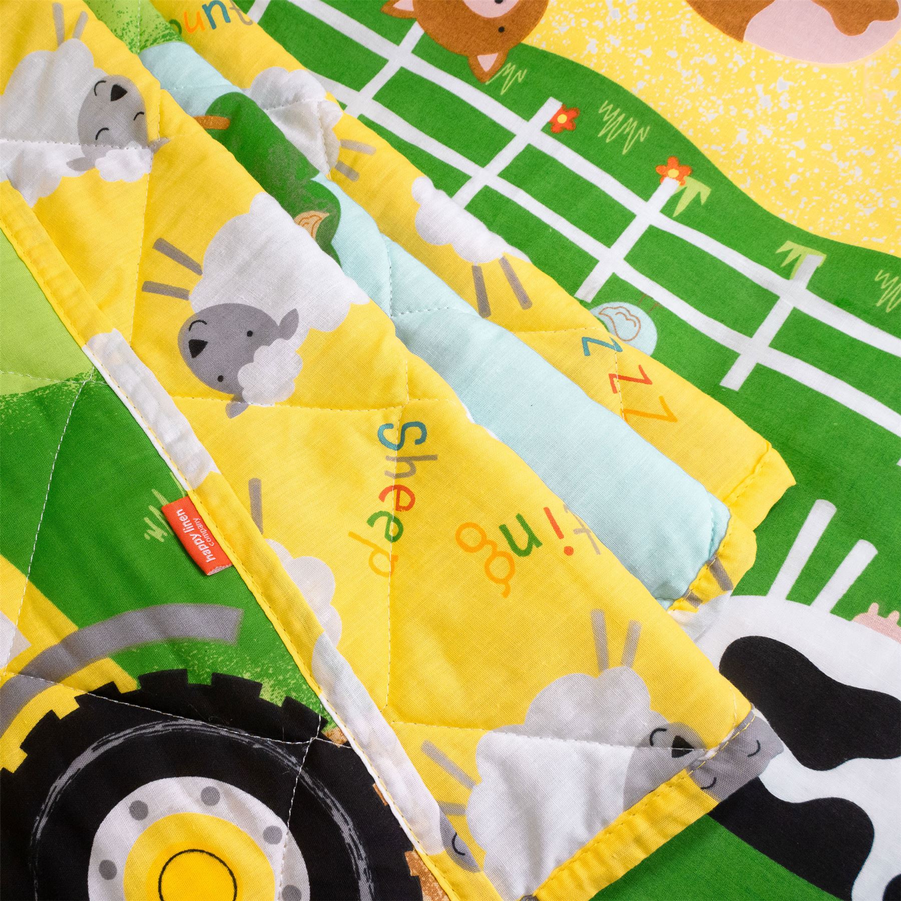 HLC Childrens Boys Girls Farm Animals Green Reversible Duvet Cover Curtains