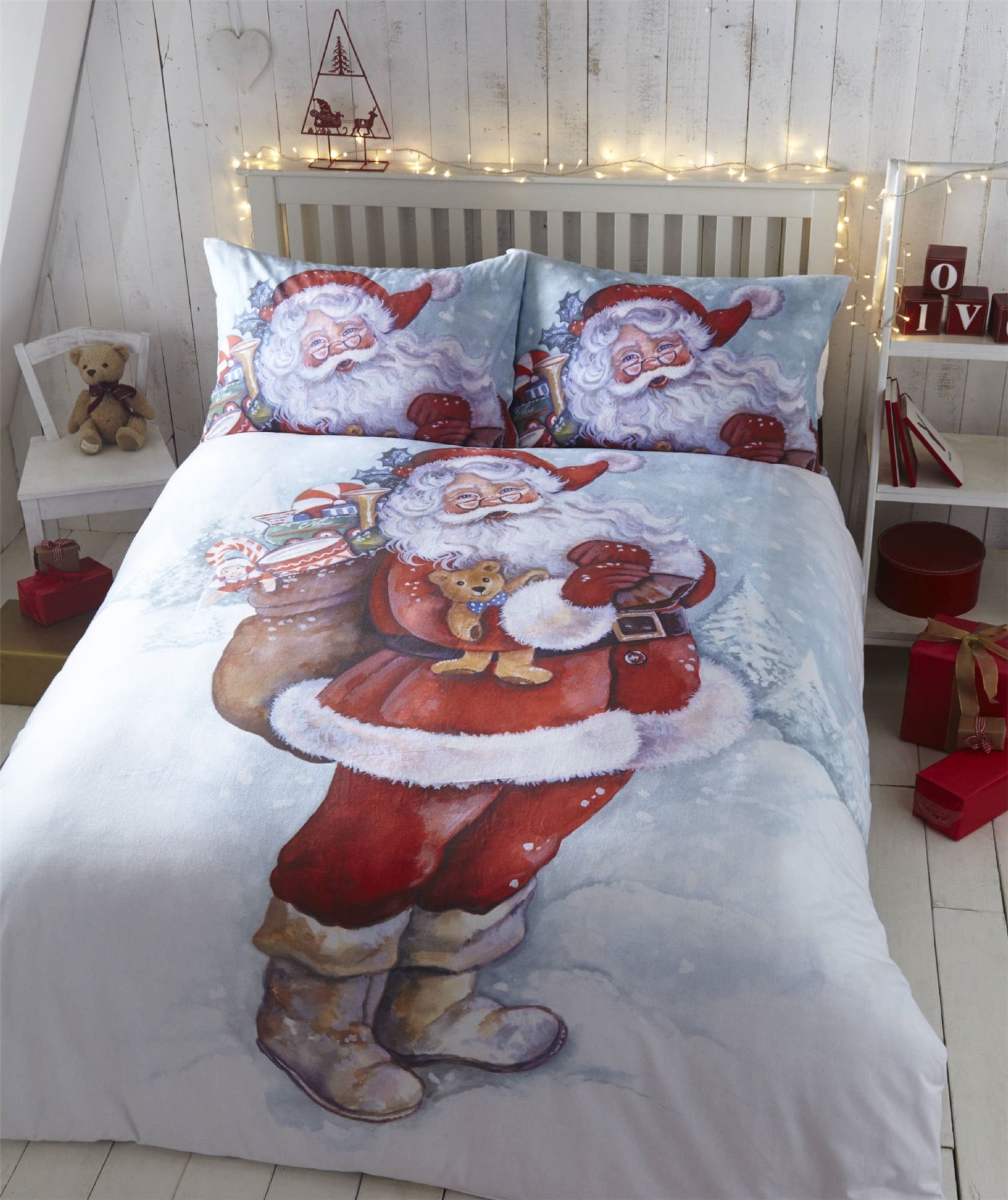 Father Christmas Tree Santa Duvet Quilt Cover Bedding Set eBay