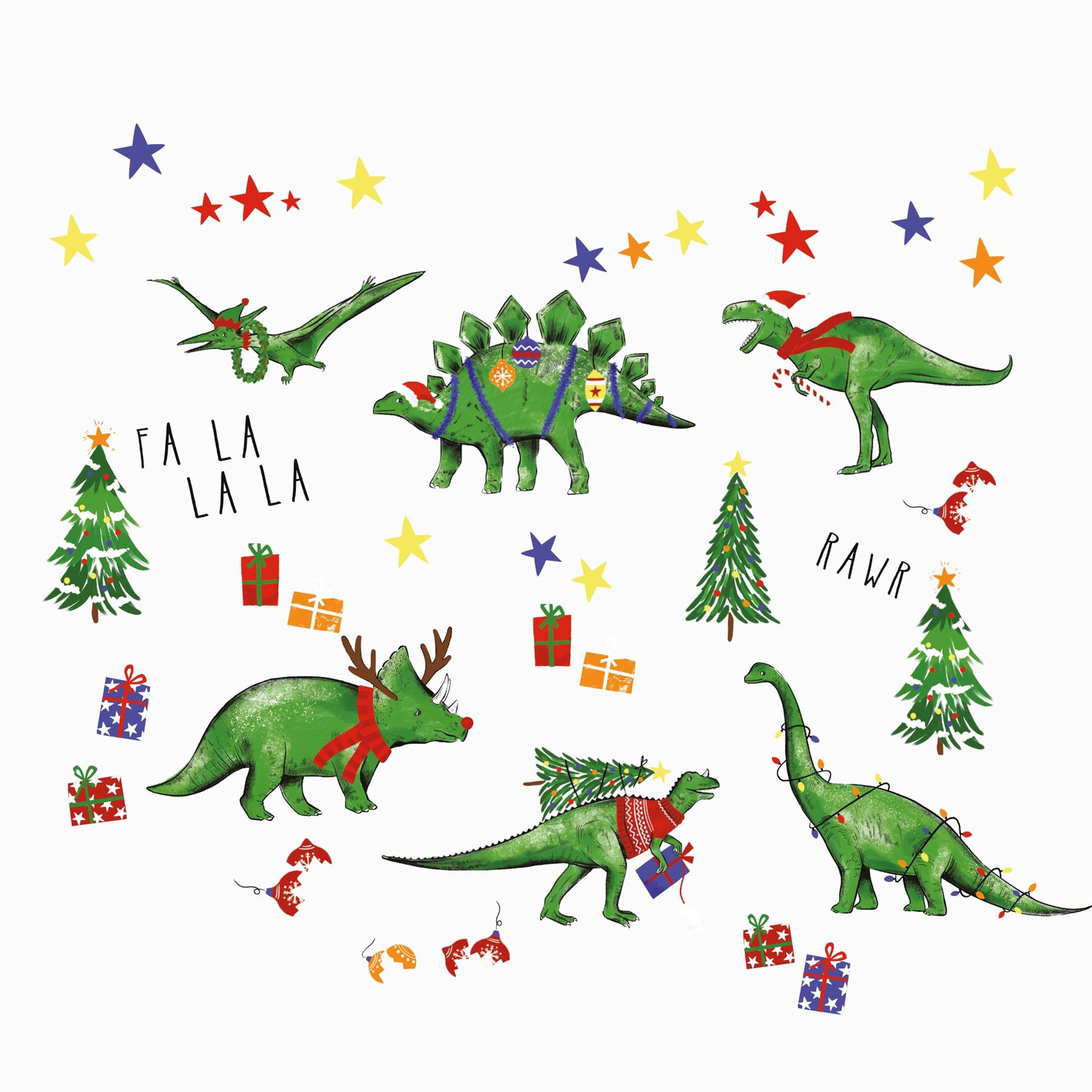 HLC Girls Boys Kids Christmas Dinosaur Glow In The Dark Duvet Cover Curtains - Picture 21 of 21