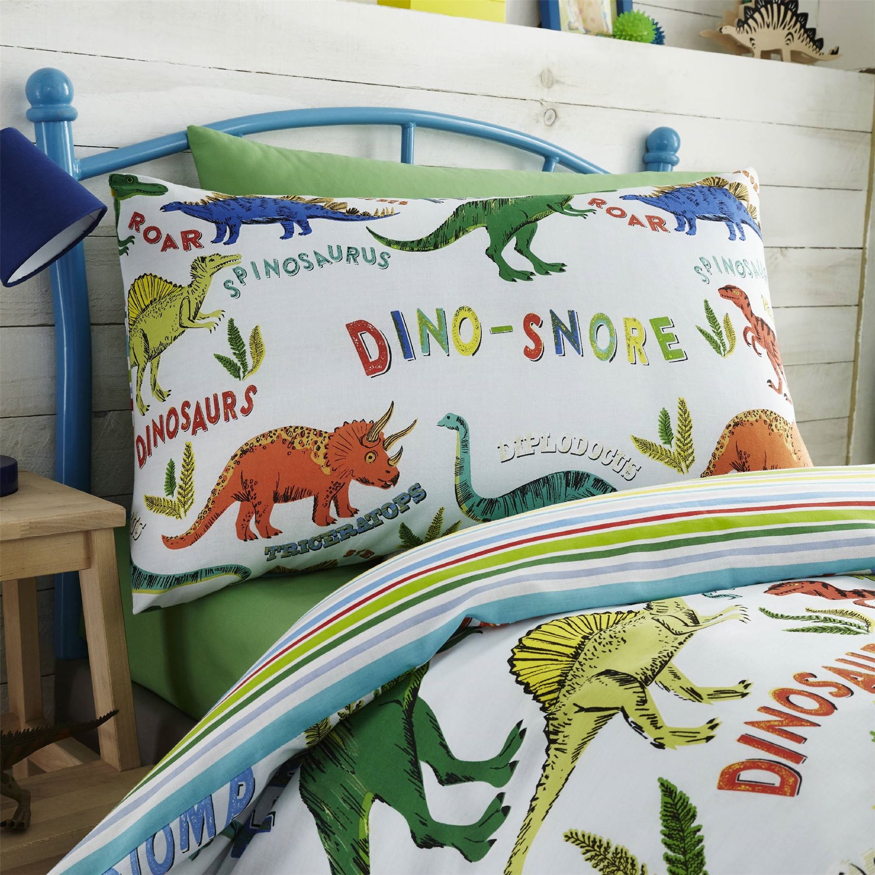 HLC Boys Girls Dinosaur Park Jurassic Green Reversible Duvet Cover Curtains - Picture 11 of 56