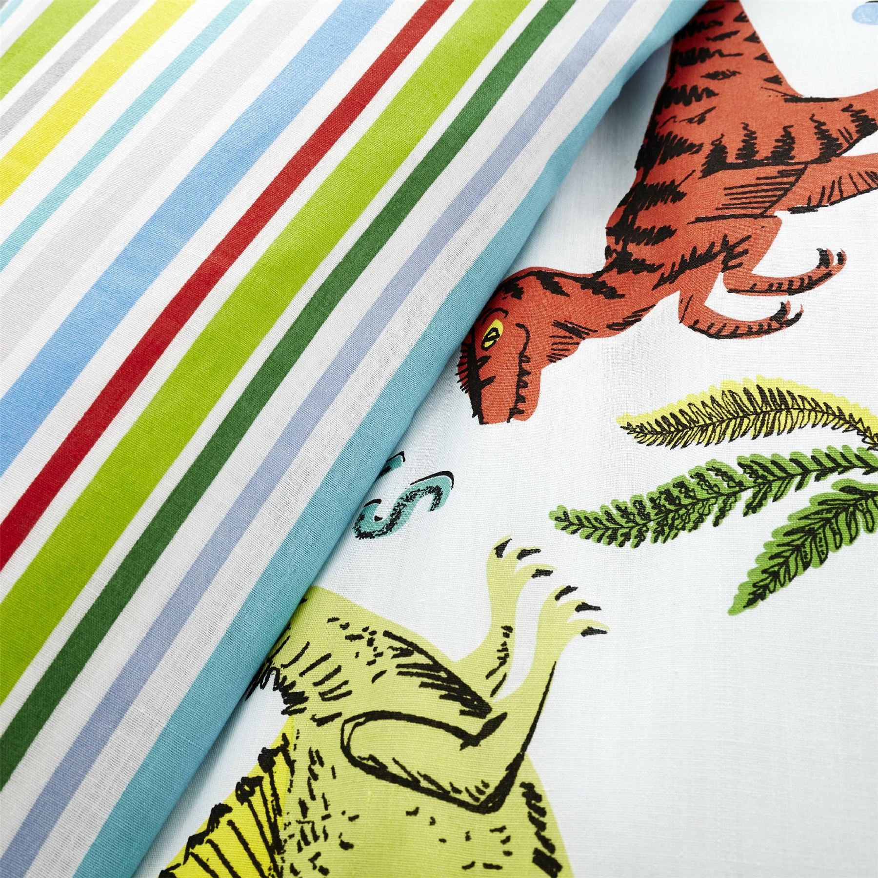 HLC Boys Girls Dinosaur Park Jurassic Green Reversible Duvet Cover Curtains - Picture 25 of 56