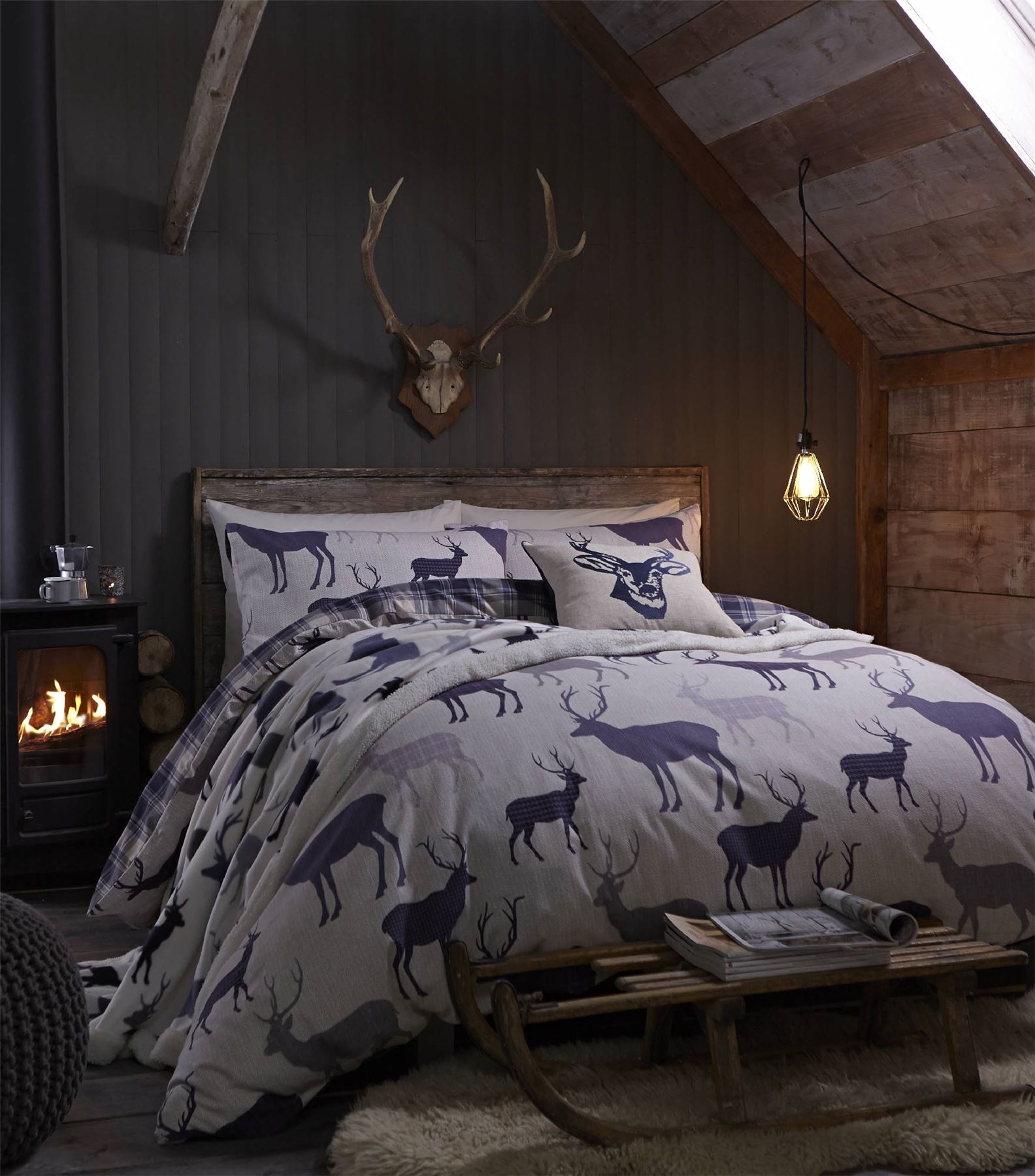 Stag Deer Winter Christmas Duvet Quilt Cover Bedding Set eBay